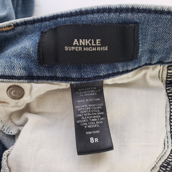 Express Distressed Ankle Jeans Women's 8R Medium Blue Super High Rise Stretch - Picture 9 of 9